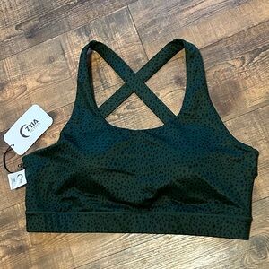 New Zyia Spotted Pine Cross Strap Bra XXL